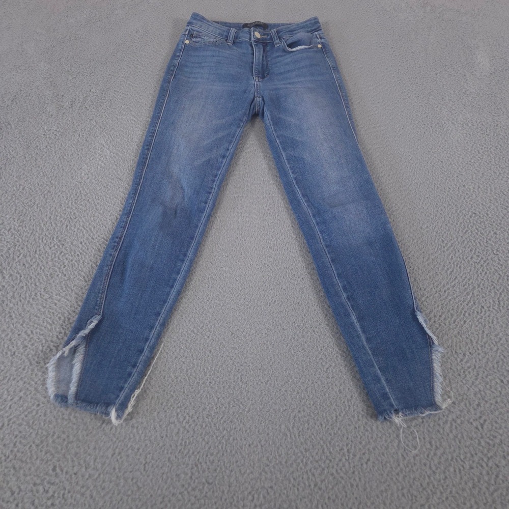 Judy‎ Blue Jeans Womens 3/26 Blue High Waist Split Ankle Skinny Raw Hem Stretch